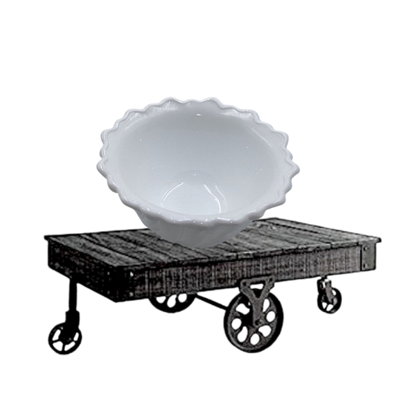 .White Milk Glass Wild Rose Pattern Berry Dessert Bowl - Picture 2 of 4